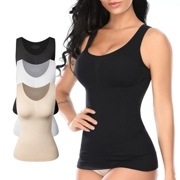 SHAPEVIVA Shapewear Tank Tops with Built in Bra for Women Tummy Control Camisole Underskirts Body Shaper