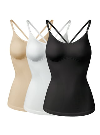 Joyshaper Women Vest Top Built-in Bra Slimming Tank Tummy Control Lace Tops  Shaping Camisoles Shapewear Body Shaper Black/Lace,S : : Fashion