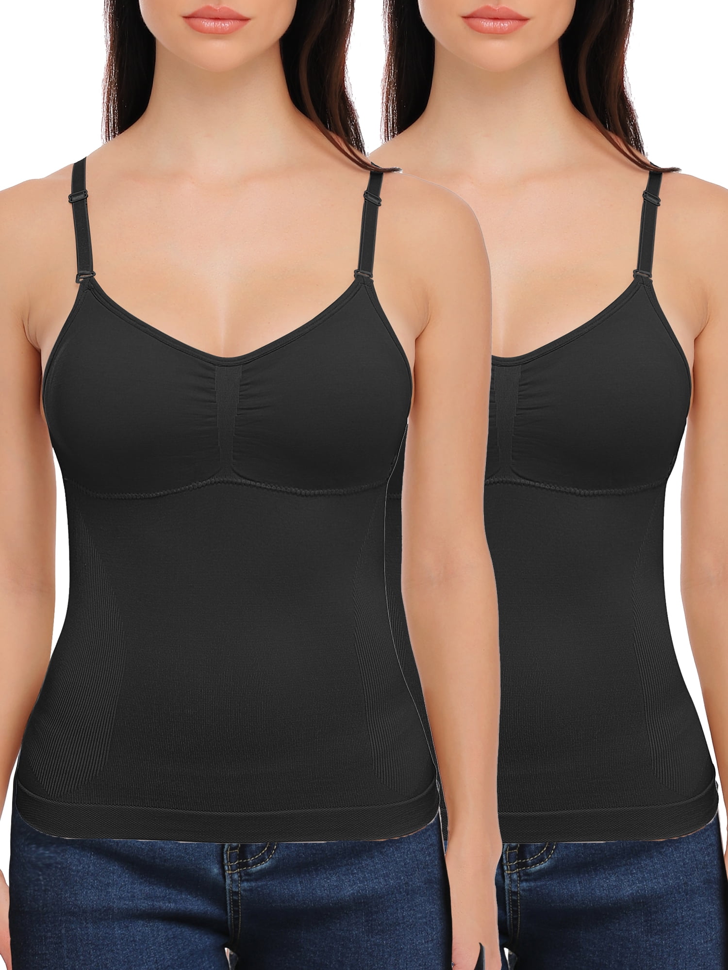 SHAPEVIVA Shapewear Tops for Women Tummy Control Tank Shaping Camisole  Seamless Body Shaper Slimming Cami Waist Trainer Vest 
