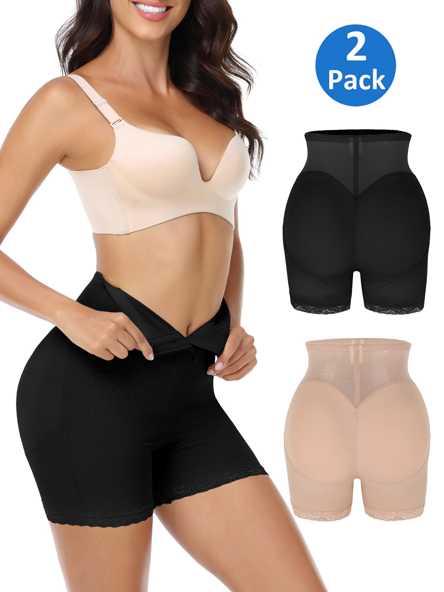 SHAPEVIVA Women Shapewear Control Panties Body Shaper Butt Lifter Padded  Hip Enhancer Seamless Underwear Hiigh Waist Shorts 