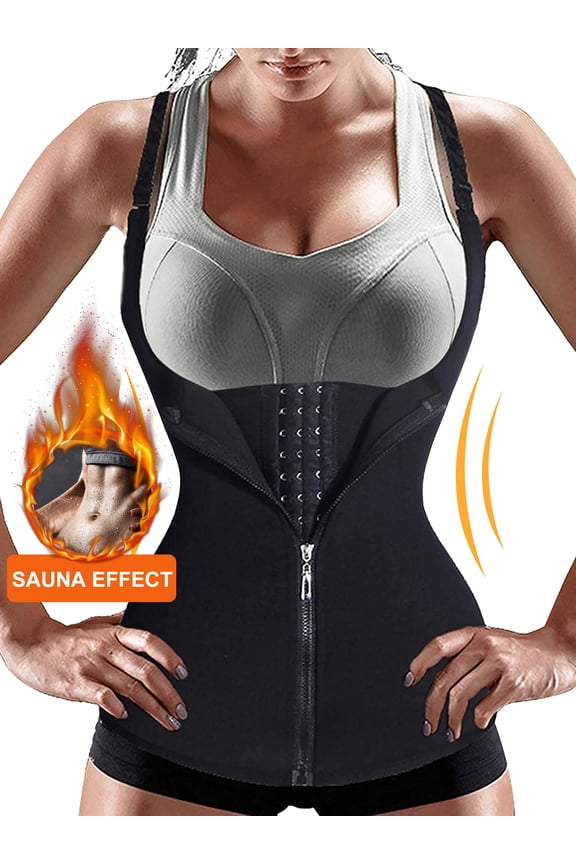 Women Waist Trainer Corset Zipper Vest Body Shaper Cincher Tank Top with Adjustable Straps