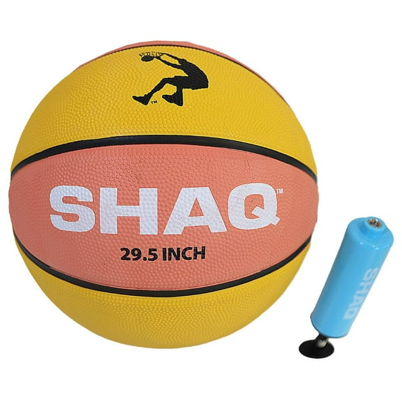 SHAQ Composite Basketball 29.5" Deflated with Mini Pump Mens Basketball Indoor Outdoor Basketball Size 7 Basketball Shaq Youth Basketball Equipment