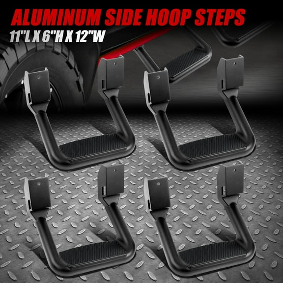 SHAQIMA 4Pcs Aluminum Side Steps Compatible with Chevy GMC Dodge Ford Pickup Trucks SUVs Black
