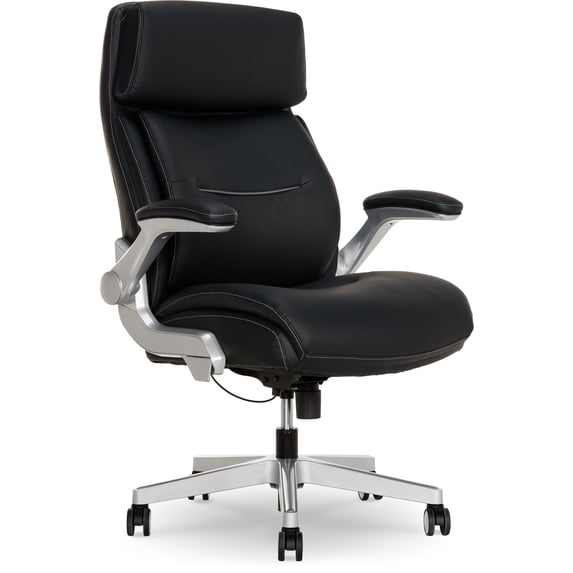 Shaquille O'Neal Cenzo Ergonomic Big and Tall Office Chair ,Flip-Up Arms PureSoft Upholstery High-Back Desk Chair with 400 lb Capacity, Black