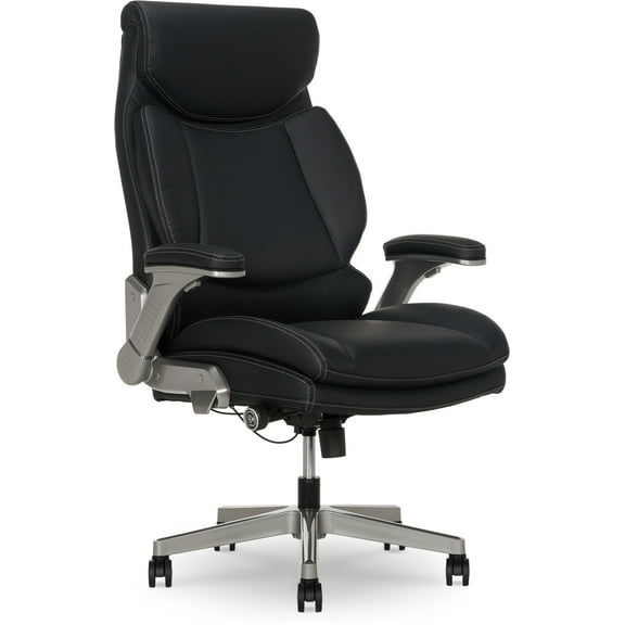 Shaq Tarvos Premium Ergonomic Big & Tall Office Chair, PureSoft Upholstery with Height Adjustable and Flip-Up Arms, Black