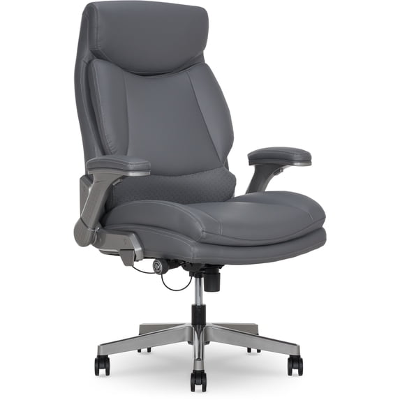 Shaq Tarvos Premium Ergonomic Big & Tall Office Chair, PureSoft Upholstery with Height Adjustable and Flip-Up Arms, Gray