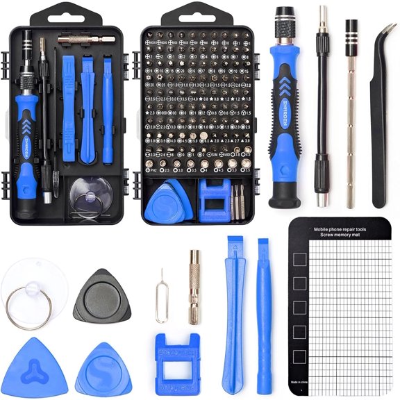 Precision Screwdriver Set, 122 in 1 Electronics Magnetic Repair Tool Kit with Case for Repair Computer, PC, Cellphone, Game Console, Watch, Eyeglasses etc (Blue)