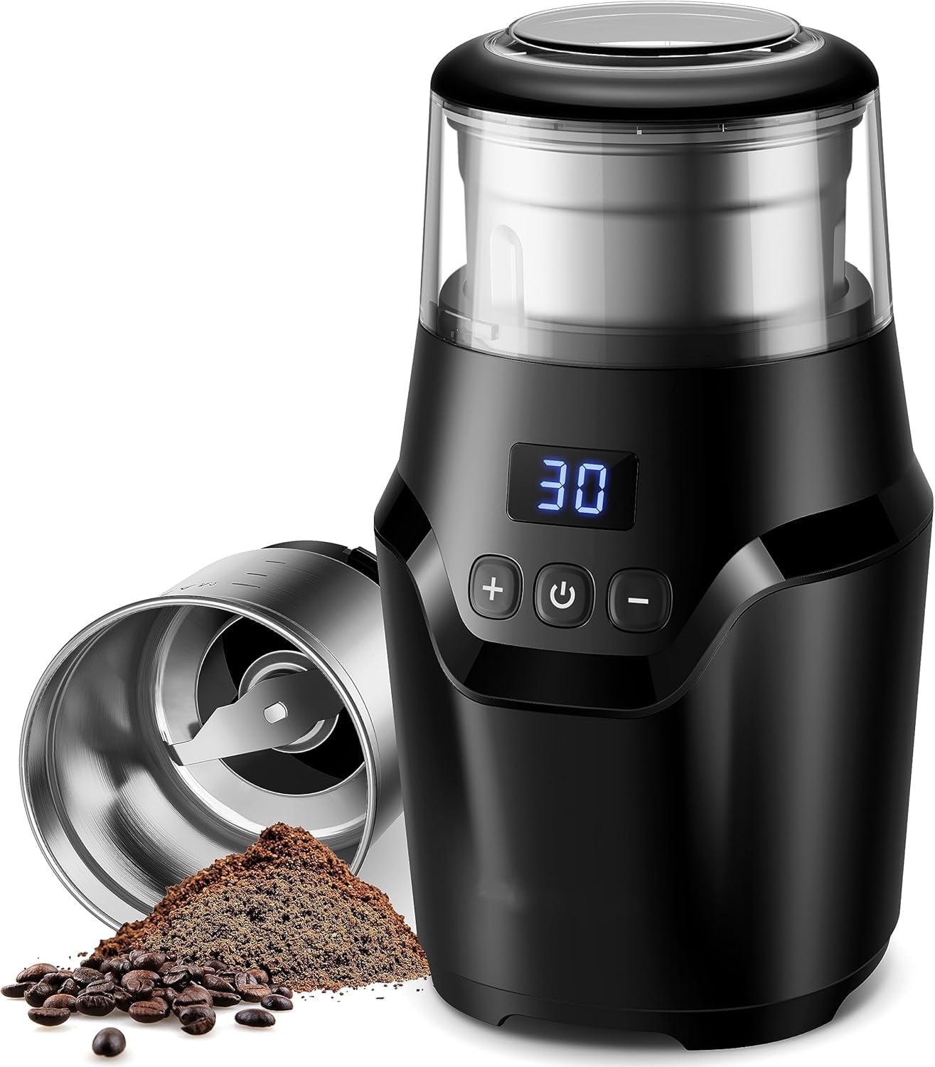 GDOR Adjustable Coffee Grinder Electric,Super Silent Electric Coffee Bean Grinder with Time-Memory Adjustment and Multi-Functional Stainless Steel Cup