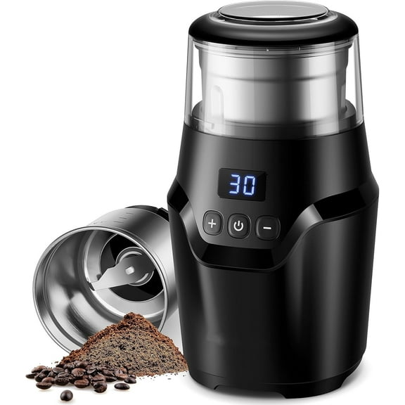 GDOR Adjustable Coffee Grinder Electric,Super Silent Electric Coffee Bean Grinder with Time-Memory Adjustment and Multi-Functional Stainless Steel Cup