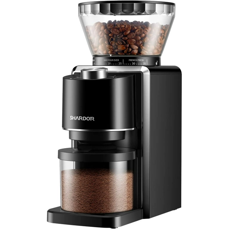 Shardor Conical Burr Coffee Grinder, Electric Adjustable Burr Mill with 35 Precise Grind Setting for 2-12 Cup, Black