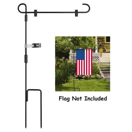 SHARE&CARE Garden Flag Stand, Garden Flag Pole Holder with one Tiger Clip and two Spring Stoppers for Garden and Home Decoration 12 x 18 Inches without flag