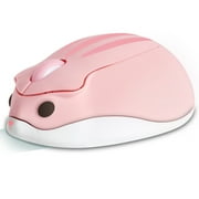 SHARE SUNSHINE Cute Hamster Shape Wireless Silent Mouse 1200DPI Optical Unique Small Cordless Quiet Mice for Computer Laptop PC for Kids Gift (1 Pack-Pink)