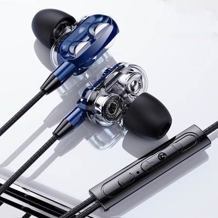 SHARE SUNSHINE In-Ear Wired Headset with Mic Stereo Compatible with 3.5mm Earplugs Jack(Blue)
