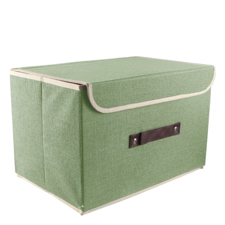 SHARE SUNSHINE Storage Box Foldable with Cover and Handle for Toys/Clothes(Green S)