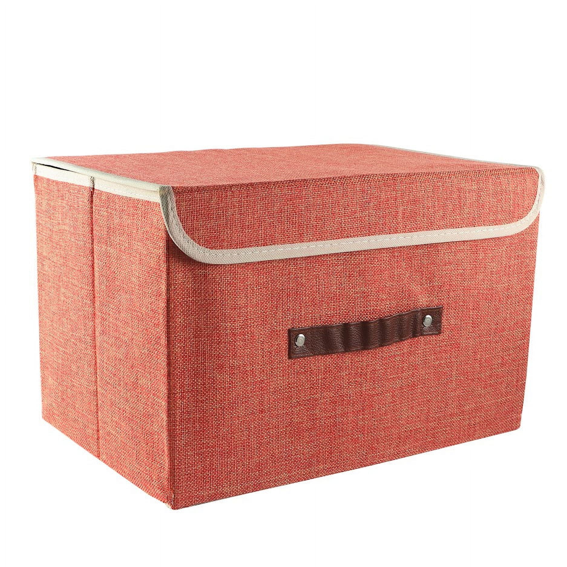 Kigai Lavender Lidded Home Storage Bins, Foldable Storage Basket with  Double Handle, Flip-Top Storage Box for Toys Clothes Documents