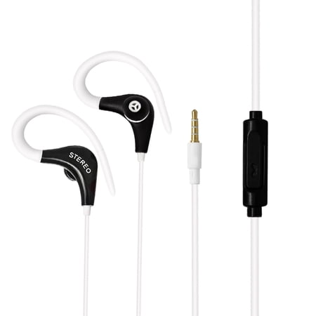 SHARE SUNSHINE Wired Headset Ear Hook Stereo Universal Sports Headphone-White
