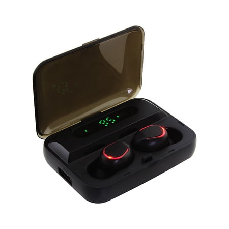 SHARE SUNSHINE Wireless Headphones In-Ear Bluetooth Earbuds with Digital Display Charging Case-Black