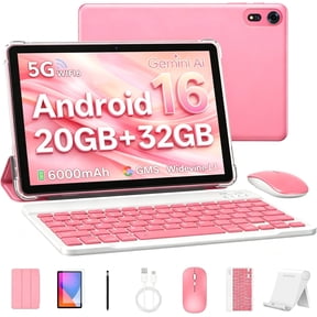 SHARECLOUD 10 inch Tablet with Keyboard, 20GB + 32GB/1TB Expand, 6000mAh, 1280*800 Display, WiFi 6, Android 16 Tablet for Kids Adults
