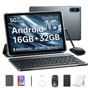 SHARECLOUD 10 inch Tablet with Keyboard, 16GB + 32GB/1TB Expand, Octa-Core, 6000mAh, WiFi 6, Android 16 Tablet, Gray