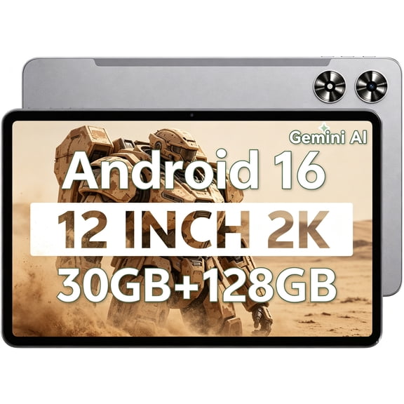 SHARECLOUD 12 Inch Tablet, Android 16 Tablet With 30GB RAM+128GB ROMOcta-Core T7250 Processor,8800mAh90Hz Display8MP+13MPWidevine L1/BT5.0+WiFiGray