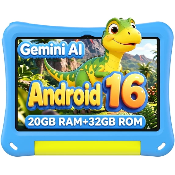 SHARECLOUD Kids Tablet 10 inch, Android 16 Tablet for Kids, 20GB RAM+32GB ROM/1TB Expand, 6000mAh, Parental Control,EVA Case-Blue