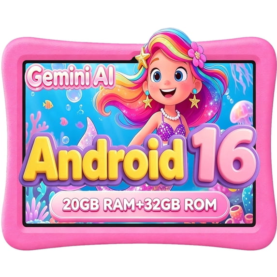 SHARECLOUD Kids Tablet 10 inch, Android 16 Tablet for Kids, 20GB RAM+32GB ROM/1TB Expand, 6000mAh, Parental Control, EVA Case-Pink