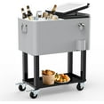 thumbnail image 1 of SHAREWIN 60 Quart Cooler Cart with Wheels and Handle, Drink Cooler Carts for Outdoor or Indoor Entertaining, Portable Bar Ice Chests with Bottle Opener & Cap Collector & Drain, 1 of 14