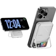 SHARGE ICEMAG 2 Magsafe Power Bank, 15W Qi2 Magnetic Portable Charger with Active Cooling 10000mAh Battery Pack with Foldable Stand Transparent