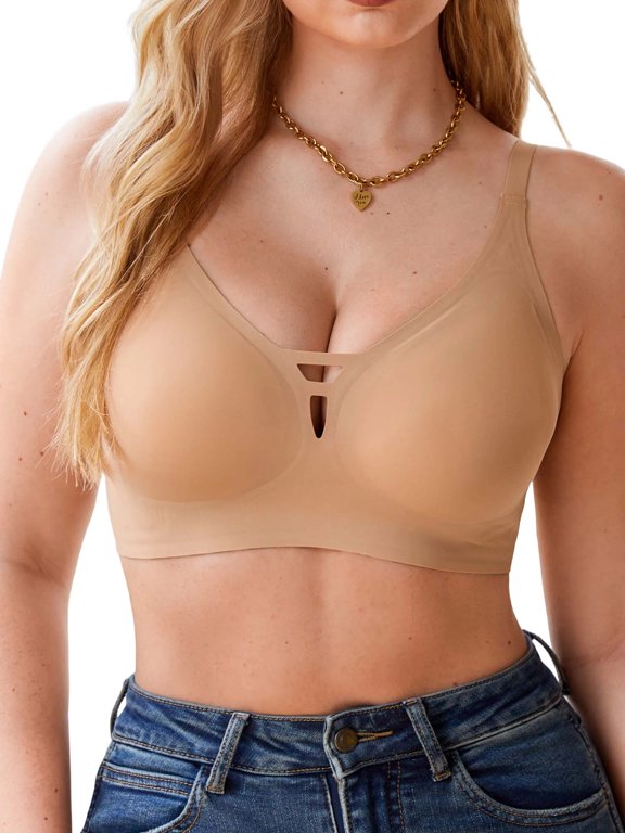 Plus Size Wireless Bra for Women Cutout Seamless No Underwire Bra
