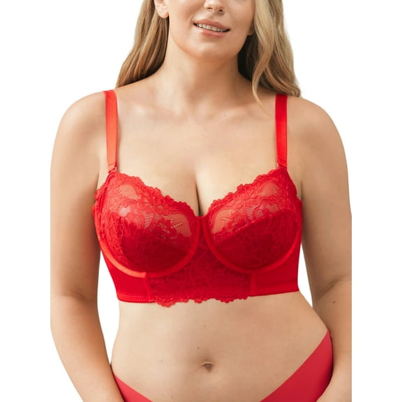 SHARICCA Plus Size Womens Underwire Bra Push Up Lace Bralette