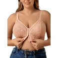 thumbnail image 1 of SHARICCA Plus Size Womens Wirefree Bra Front Closure Full Coverage Lace Bralette, 1 of 7