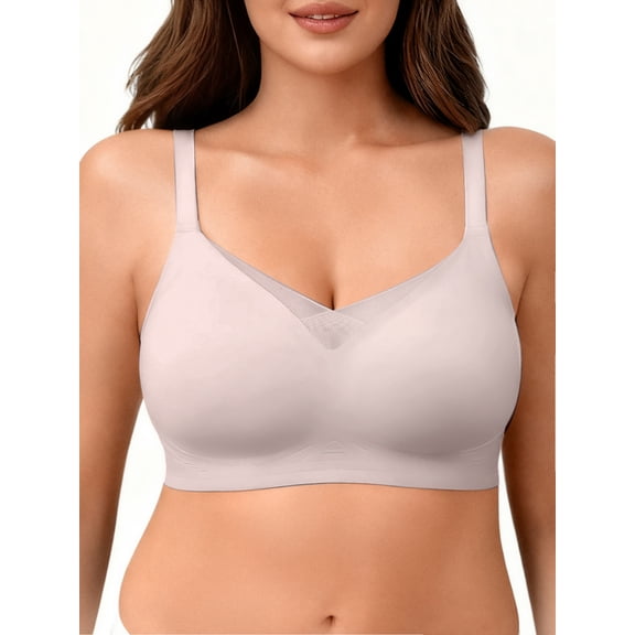 SHARICCA Plus Size Womens Wireless T-shirt Bra Comfort Full Coverage Seamless Jelly Bra