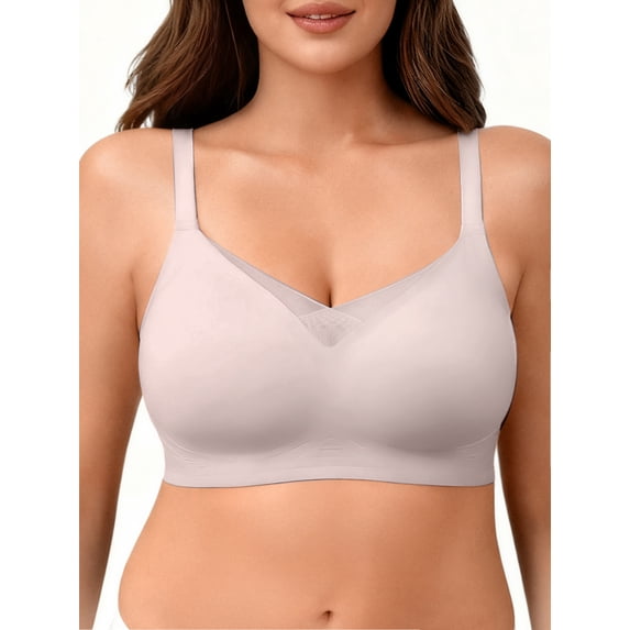SHARICCA Plus Size Womens Wireless T-shirt Bra Comfort Full Coverage Seamless Jelly Bra