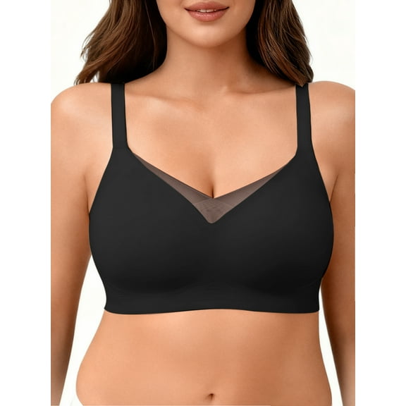 SHARICCA Plus Size Womens Wireless T-shirt Bra Comfort Full Coverage Seamless Jelly Bra