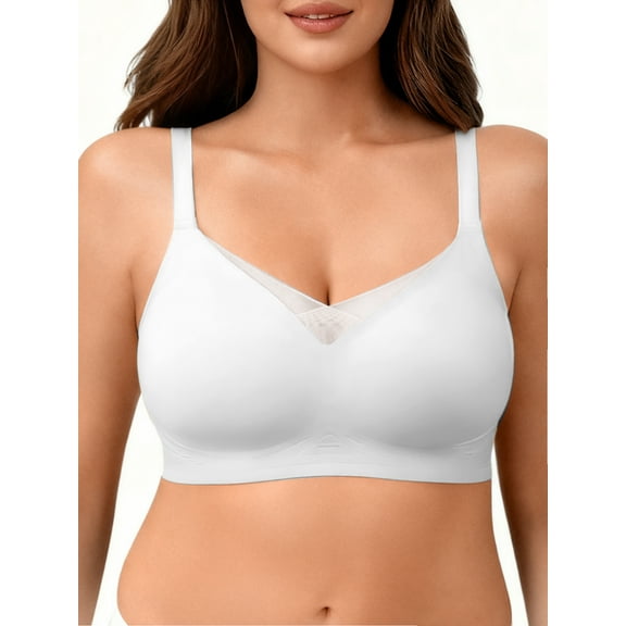 SHARICCA Plus Size Womens Wireless T-shirt Bra Comfort Full Coverage Seamless Jelly Bra
