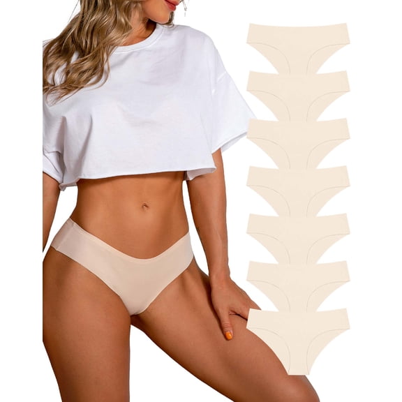 SHARICCA Women Seamless Cheeky Bikini No Show Panties Ladies Invisible Breathable Briefs Soft Stretch Underwear Multi Pack