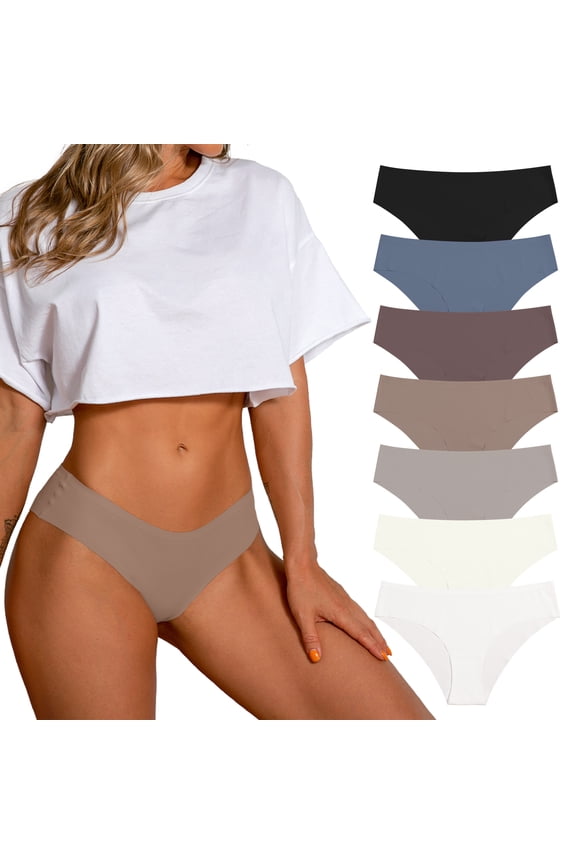 Women Seamless Cheeky Bikini No Show Panties Ladies Invisible Breathable Briefs Soft Stretch Underwear Multi Pack