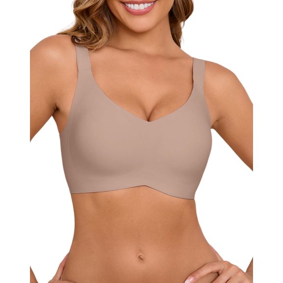 SHARICCA Seamless Wireless Supportive Bra Push Up Comfort Soft No Underwire Full Coverage Racerback Bras