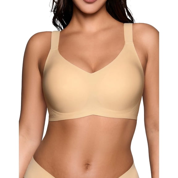 SHARICCA Seamless Wireless Supportive Bra Push Up Comfort Soft No Underwire Full Coverage Racerback Bras