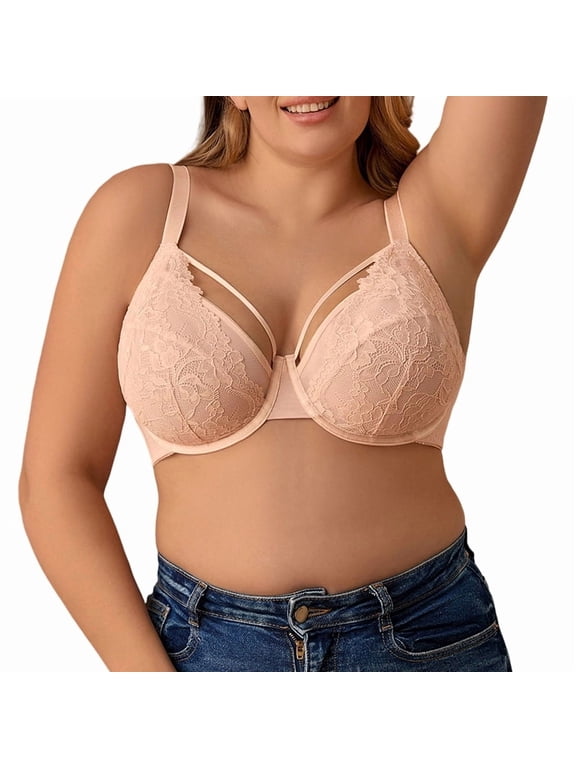 Underwire Bra for Women Plus Size Comfort Lace Unlined Push Up Bralette 38D