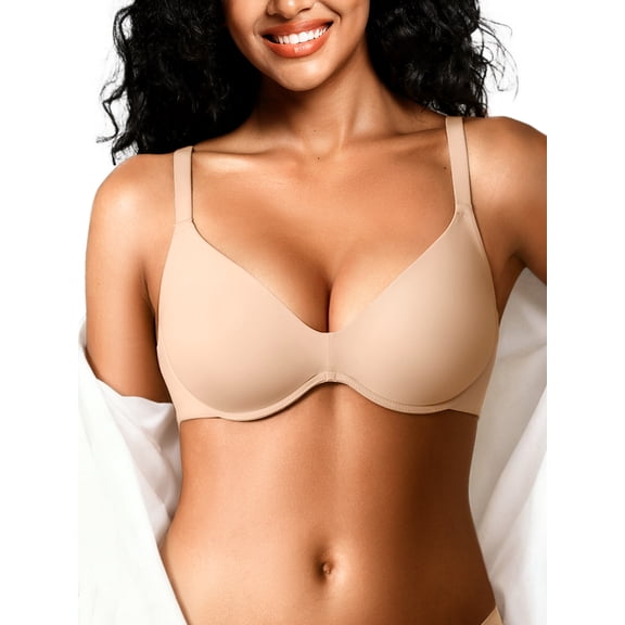 SHARICCA Underwire Bra for Women Push Up Smoothing Seamless Bra 34C