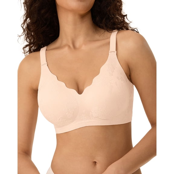 SHARICCA Wireless Bra for Women Comfort Floral Seamless Push Up Bras