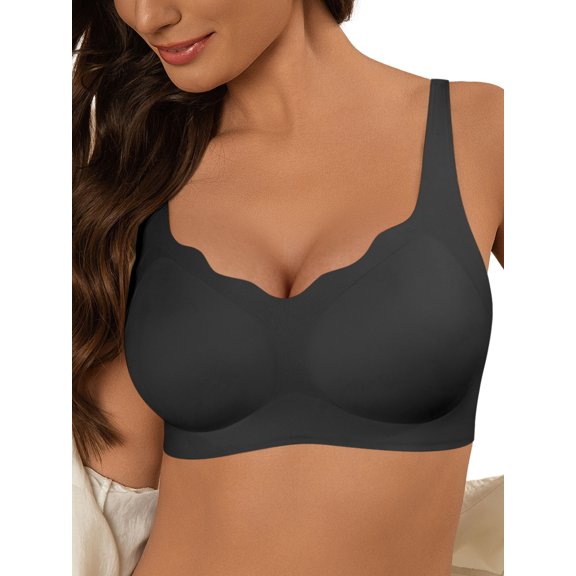 SHARICCA Wireless Bra for Women Smoothing Seamless Push Up Wirefree Bras