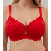 Plus Size Push Up Full Coverage Bra - Padded Underwire, Adds a Cup Size & Lift Up Bra, Red