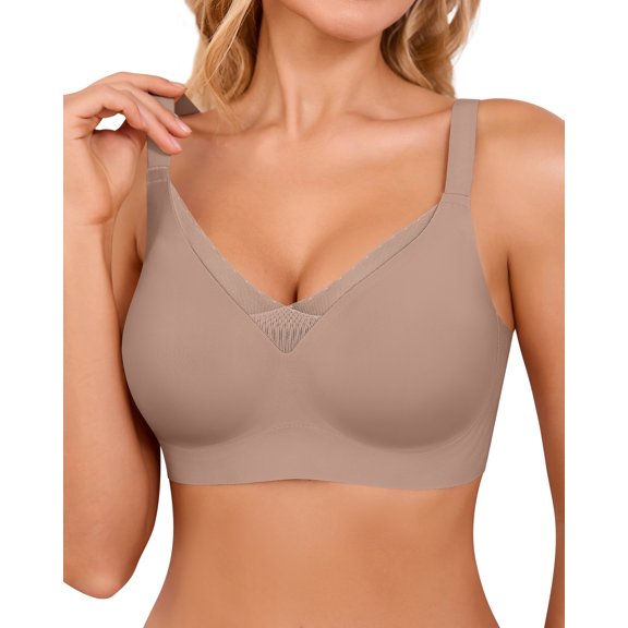 SHARICCA Womens Full Coverage Push Up Seamless Wireless Bra