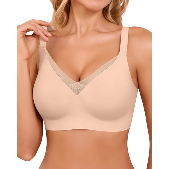 SHARICCA Womens Full Coverage Push Up Seamless Wireless Bra