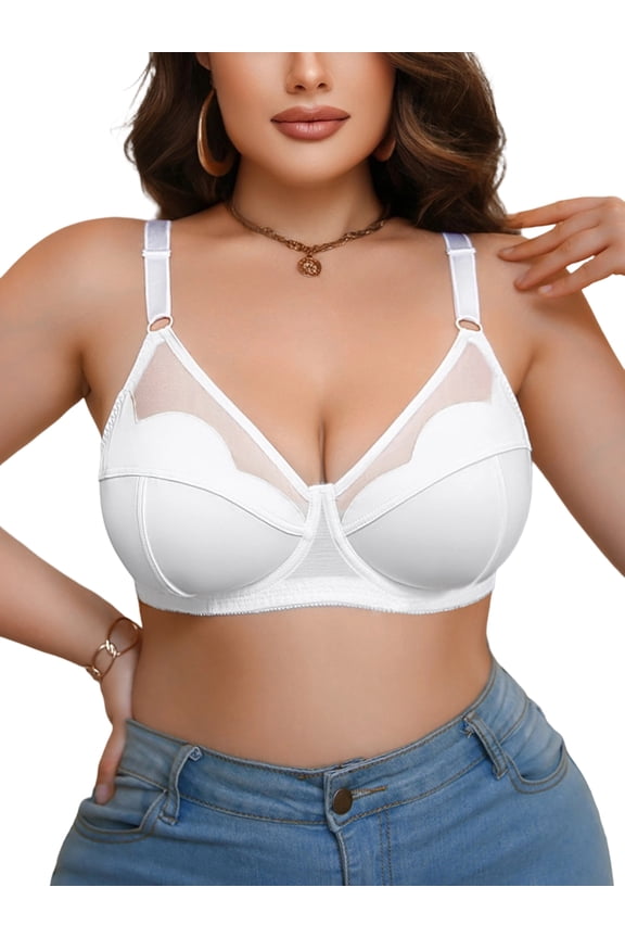 Womens Plus Size Full Coverage Bra Breathable Push Up Underwire Supportive Bra 38DD