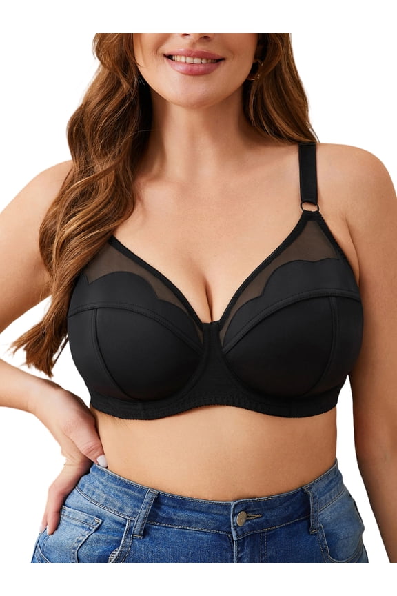Womens Plus Size Full Coverage Bra Breathable Push Up Underwire Supportive Bra 38DD