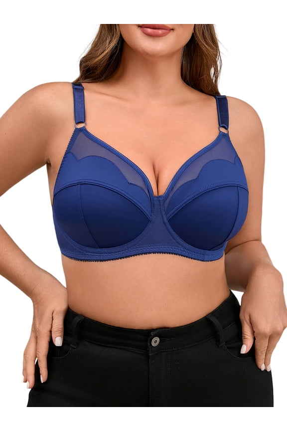 Womens Plus Size Full Coverage Bra Breathable Lace Mesh Underwire Supportive Bra 38D