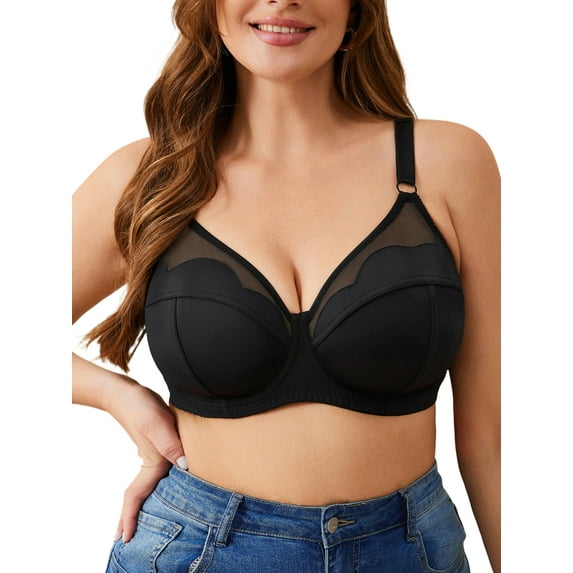 SHARICCA Womens Plus Size Full Coverage Bra Breathable Push Up Underwire Supportive Bra 40D